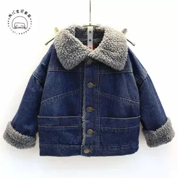 

Children's clothing male female child winter outerwear 2020 new lambing boys denim Jackets high quality