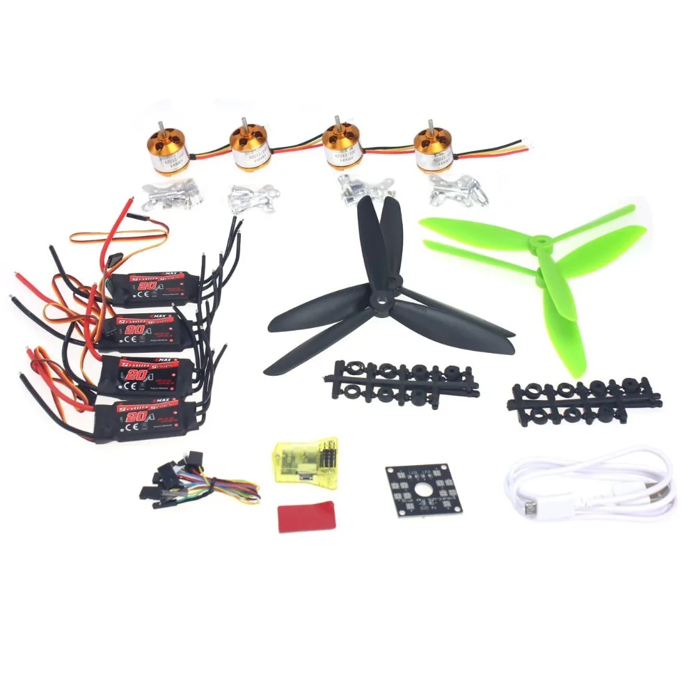 

Flight Control Opensource EMAX 20A ESC 1400KV Brushless Motor 7045 Propeller for CC3D 250 4-axis DIY Mini Drone F02047-B