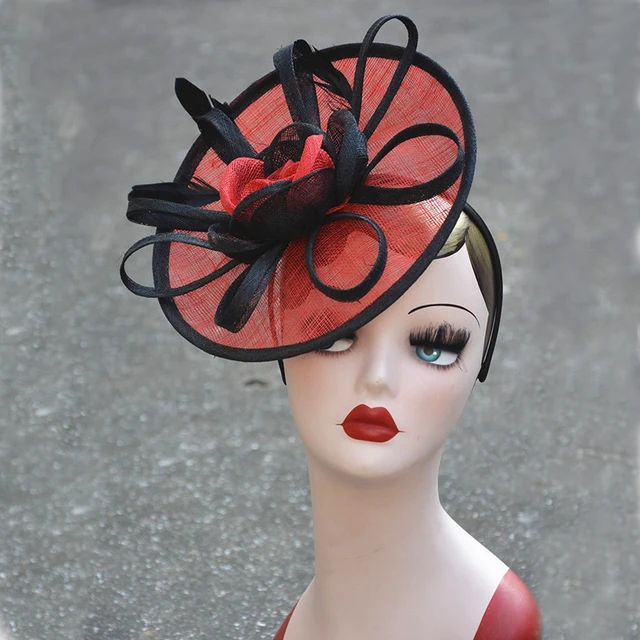 Sinamay Fascinator Hats Orange Black Women Headpiece Kentucky Sinamay Fascinator Hats Orange Black Women Headpiece Kentucky Derby Church Wedding Party Las Headbands T246