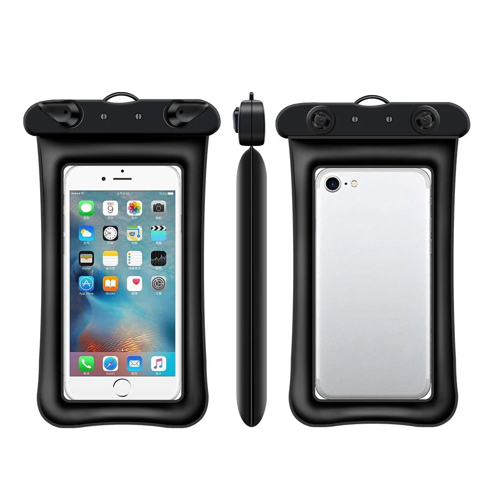 

2019 Floating airbag inflatable mobile phone waterproof bag new touch screen swimming transparent mobile phone waterproof bag