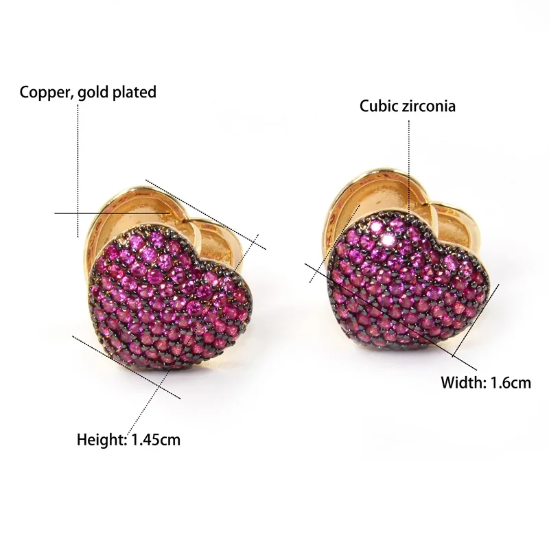 SUNSLL золотой цвет медные булавки многоцветный кубический цирконий любовь сердце серьги женские модные вечерние ювелирные изделия Cobre CZ Brincos