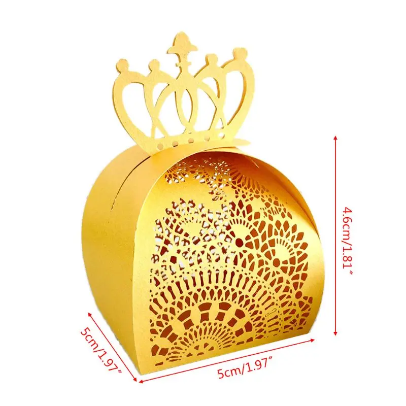 25 шт./упак. Корона лазерная резка полые сувениры подарки коробки для шоколада и сладостей Baby Shower свадебные принадлежности