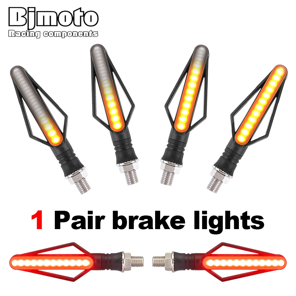 

BJMOTO 12V Motorcycle LED Turn Signal Indicators 1.5W 0.12A Waterproof Amber Blinker Light Flashers with DRL and Brake Lamp