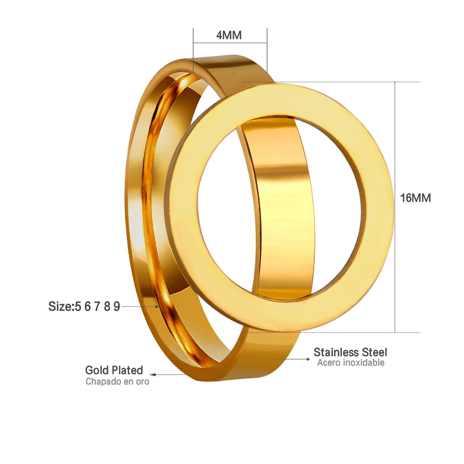 Роскошные стальные классические стильные круглые обручальные кольца из нержавеющей стали золотого цвета для женщин/мужчин, ювелирные изделия, подарок, размер 5-9,, подарок
