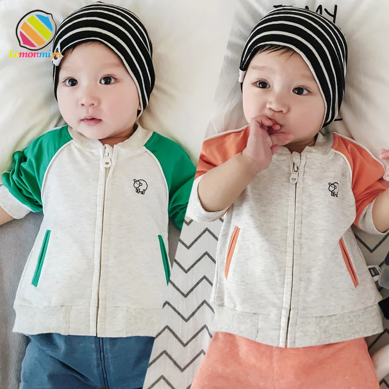  Lemonmiyu Baby Patchwork Spring Jackets Toddler Fashion Cotton Zipper Coats Newborn Pockets Outwear