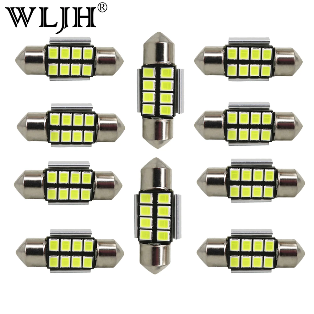 WLJH 10x LED 31 мм C5W автомобильный светильник 3175 6428 внутренний s купольная Светодиодная