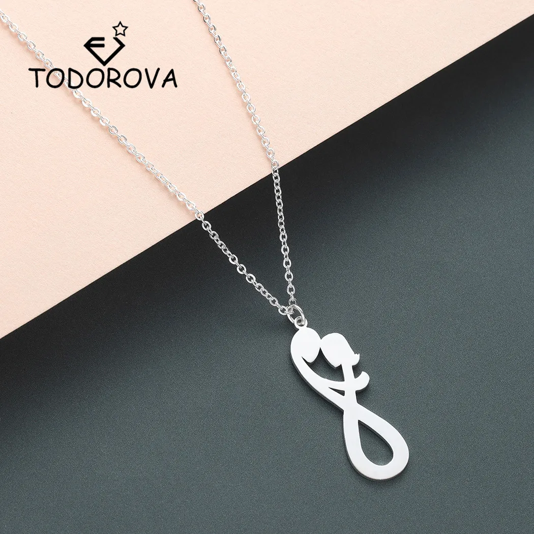 

Todorova His and Her Initial Women Necklace Infinity Lover Pendant Neckalce Two Initial Men Necklace Valentines Day Gift