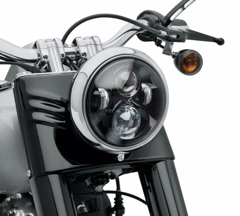 7 дюймов черные мотоциклетные Запчасти мотор светодиодные фары с углом глаза для Харли-стрит Glide Softail FLHX FLD Yamaha Road звезда