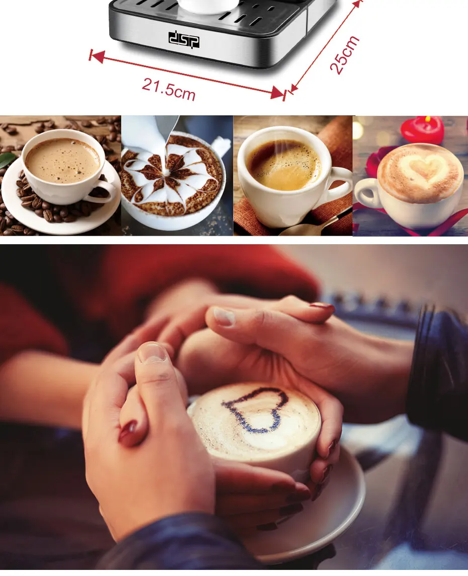 Напівавтоматична кавова машина DSP Espresso Coffee Maker KA3028 з