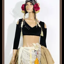 Бархатный толстый шанс Племенной чоли танец живота падение с длинным рукавом Топ FA18-FA22