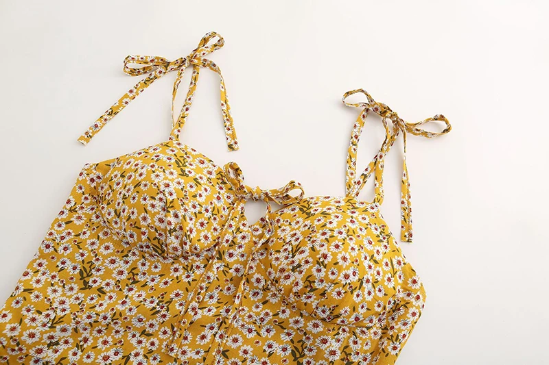 Forefair Mini Floral Dress Yellow  (1)