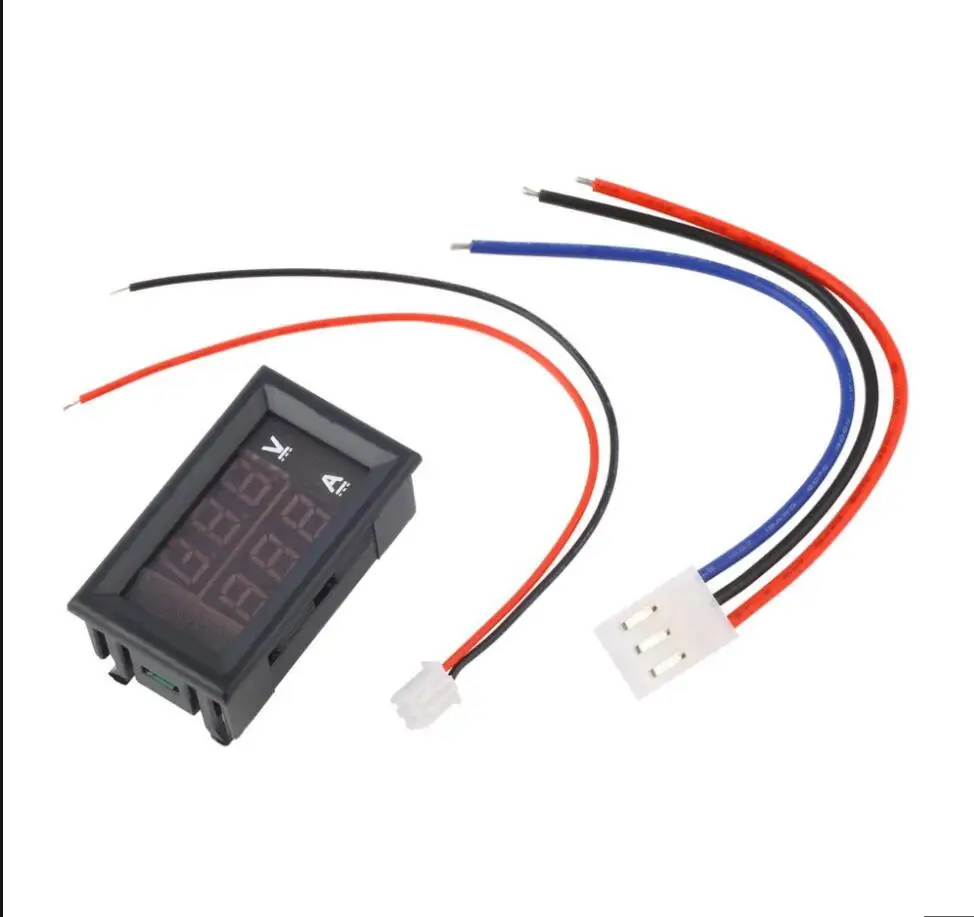 

DC 0-100V 10A Digital Voltmeter Ammeter Dual Display Voltage Detector Current Meter Panel Amp Volt Gauge 0.28" Red Blue LED