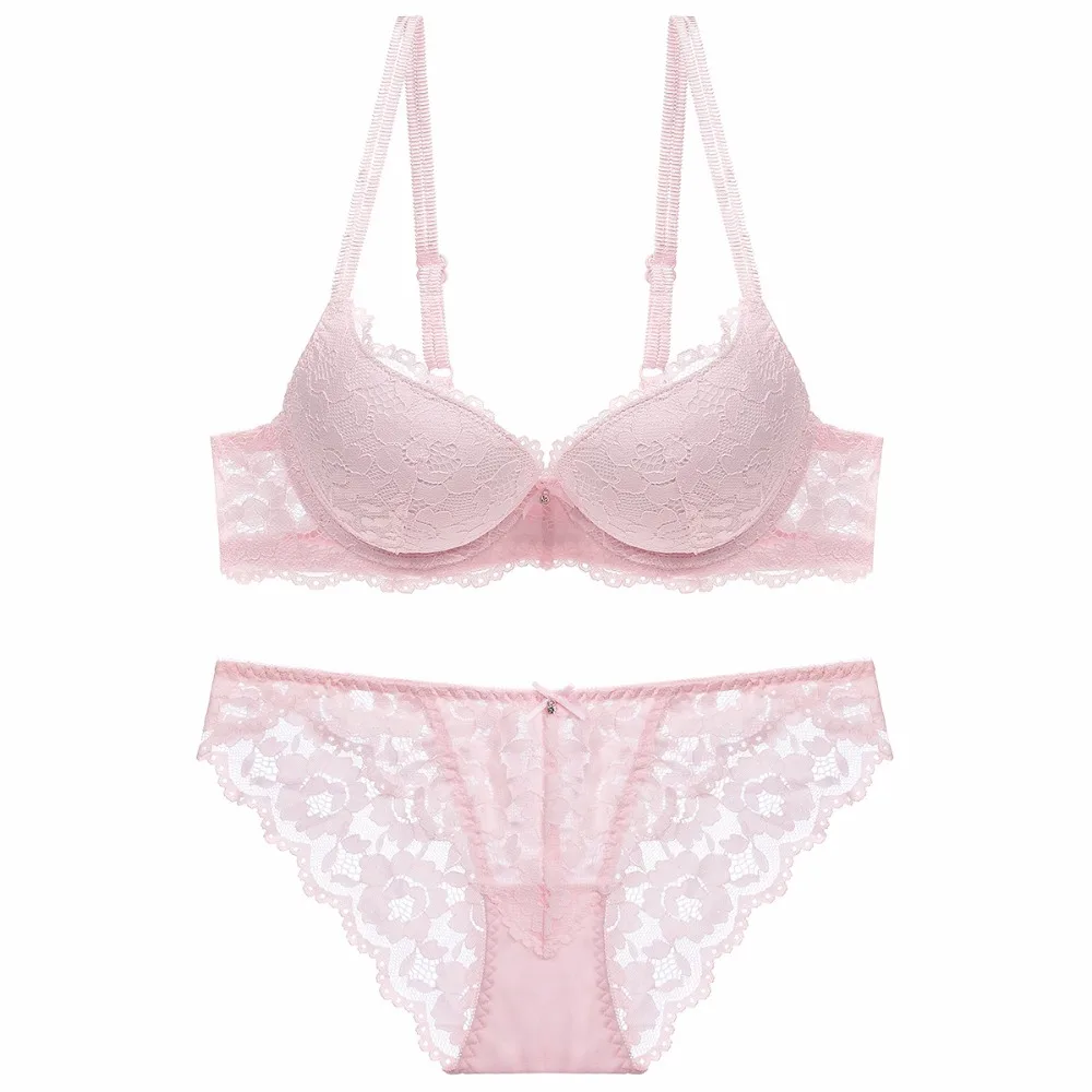 2018 Fashion Lady Bra Brief Sets Lace Push Up Bra Set Women Underwear Girl Sexy lingerie (3/4 Cup) Sexy New Plus Size 70-85AB