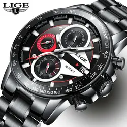 LIGE Элитный бренд часы для мужчин Мода Спортивные, военные кварцевые часы Полный сталь бизнес водостойкие человек Relogio Masculino
