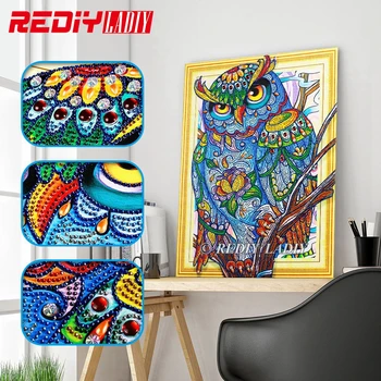 

Special Shaped Diamond Painting Owl Tree Diamond Embroidery Crystal Shining Round Diamond Mosaic Picture of Rhinestones 50x40cm