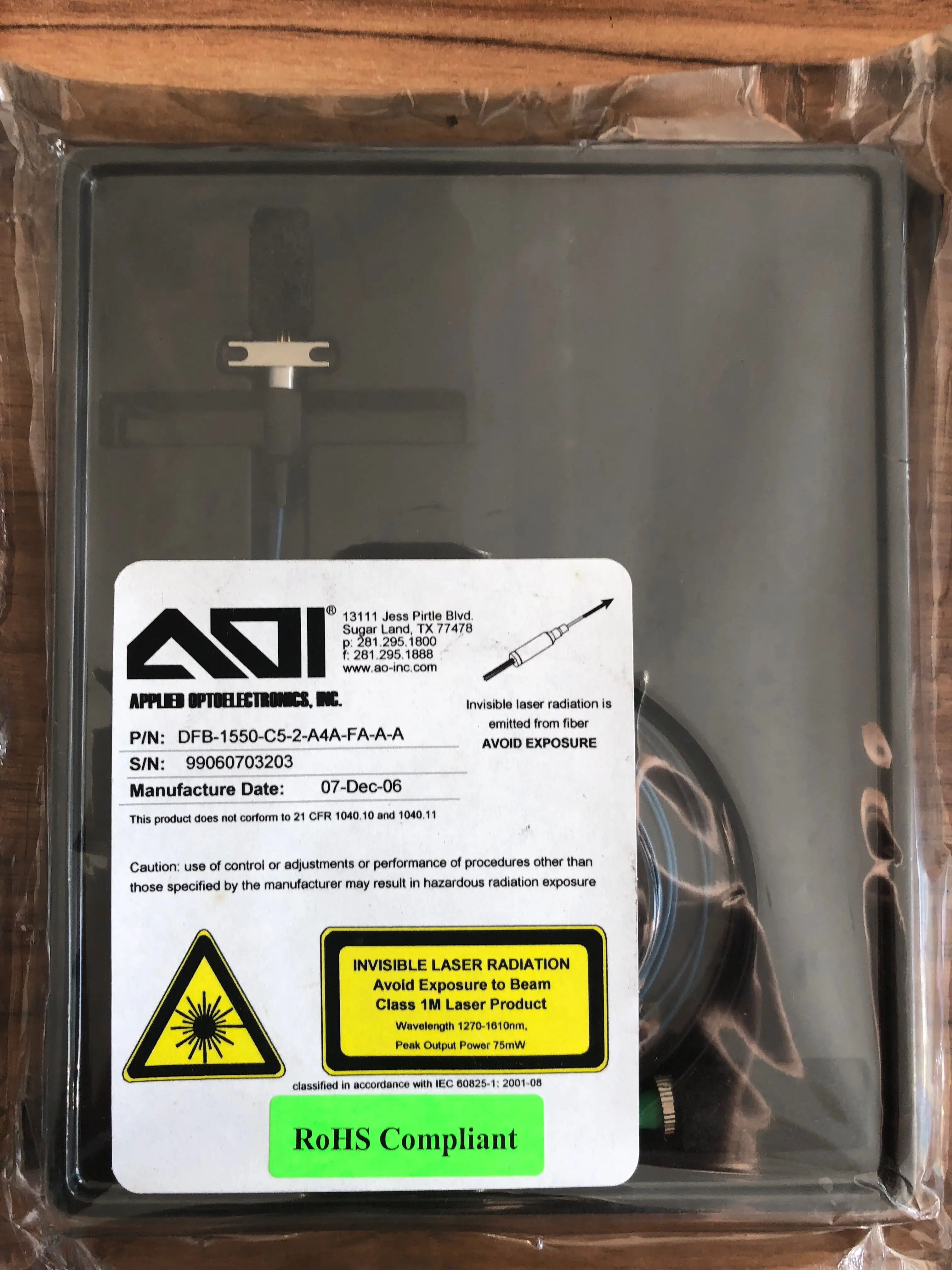

AOI 1550nmDFB FCAPC 2mw DFB 1550 C5 DFB-1550-C5-2-A4A-FA-A-A fiber laser