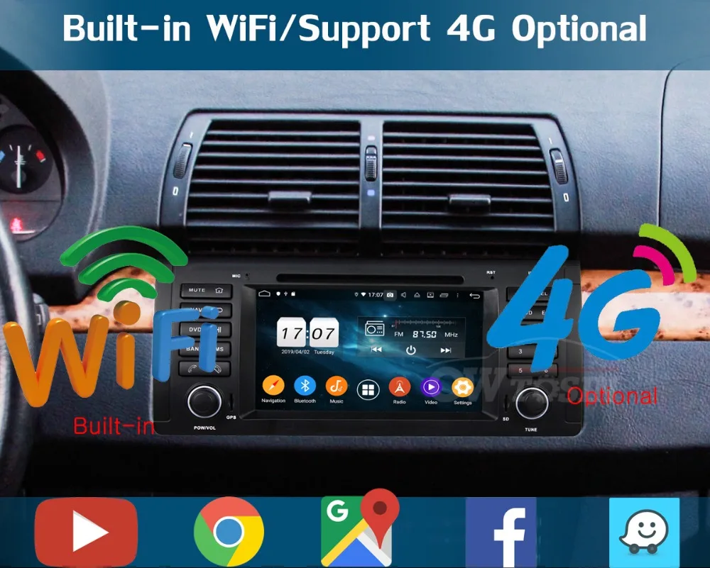 Top 7" IPS 8Core 4GB RAM 64GB ROM Android 9.0 Car DVD Radio GPS Player For BMW E53 E39 M5 X5 1999-2005 DSP CarPlay Parrot BT Stereo 9