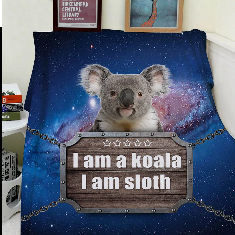 

Blanket plaid a blanket Plaids Warmth Soft Plush Funny Koala Sloth Galaxy Plaids on the Sofa Bed Throw blanket Easy Care