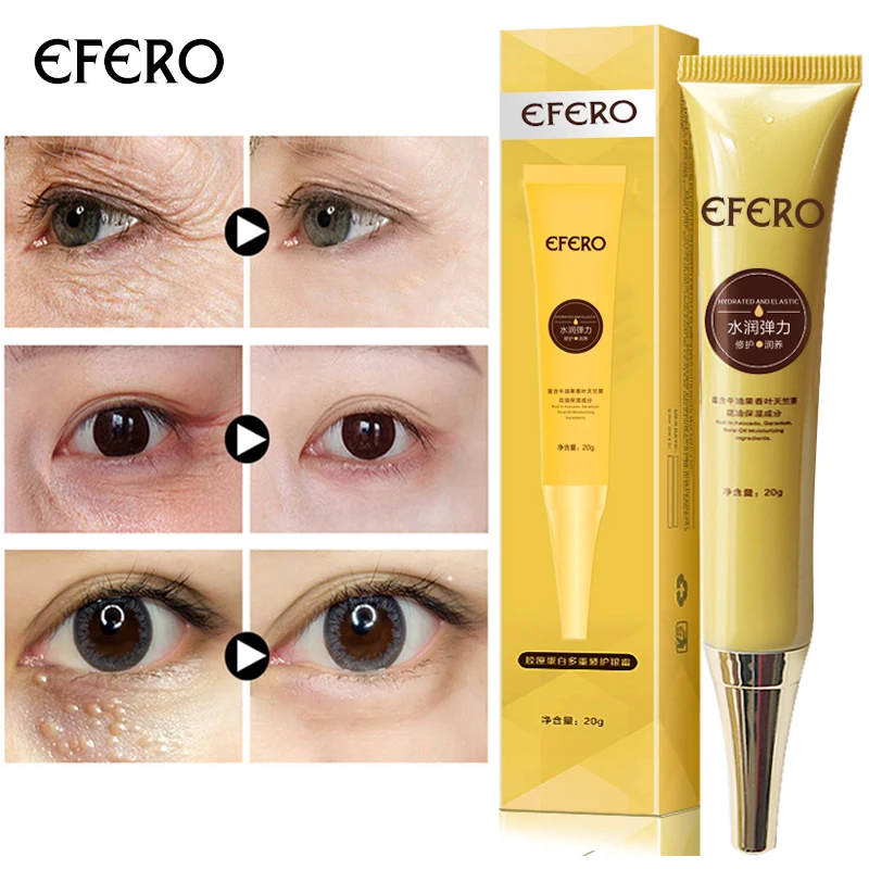Efero 5 пар кристальная коллагеновая маска для глаз против морщин патчи для ухода за глазами удаление темных кругов+ 1 шт. увлажняющий эссенция крем для глаз