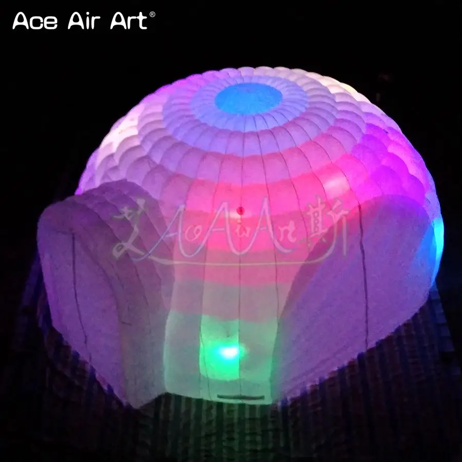 5 м Диаметр надувные иглу, купол для вечеринок палатка на крыше с молнией двери и светодио дный LED RGB Освещение для Франции