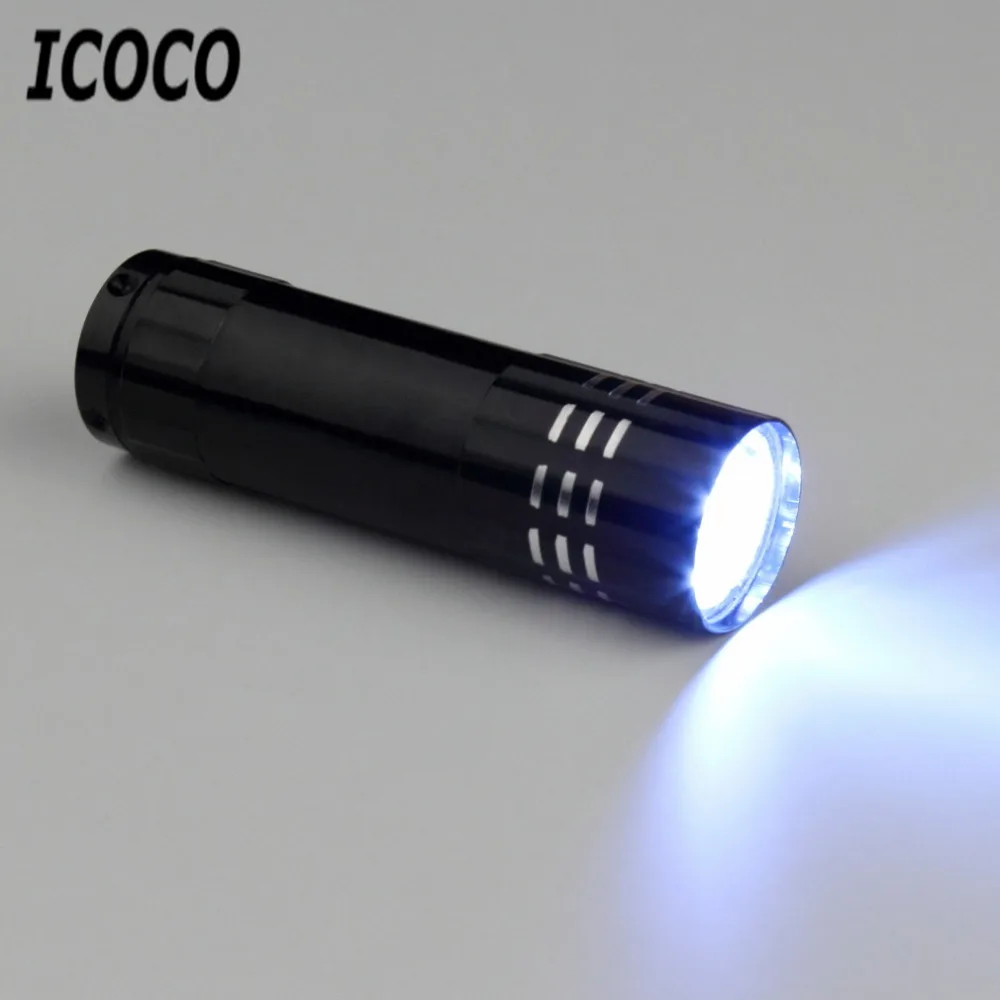

9 LED Flashlight Torch Light Lamp Premium Bright Light Stable Power Supply Outdoor Mini Aluminum Portable Ultra Blacklight