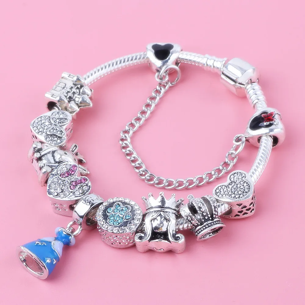 Couqcy, разнообразие дизайнерских браслетов с Микки Маусом, эмалированные бусины для женщин и детей, прекрасный стеклянный браслет, подходит для женщин, ювелирные изделия