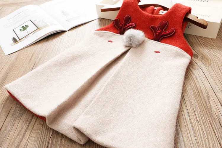 Christmas Dress Girl Cartoon Elk Children's Dress Festa 2018 Winter Warm A-line Pattern Dress Girls Party Dress Kids Sleeveless999