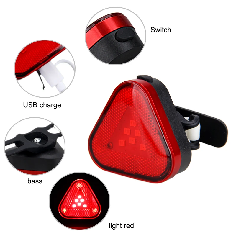 

Outdoor 100LM IPX5 Bicycle Taillight 1 Modes Warning LED USB Charging 360 Rotation Bike Light Accessory