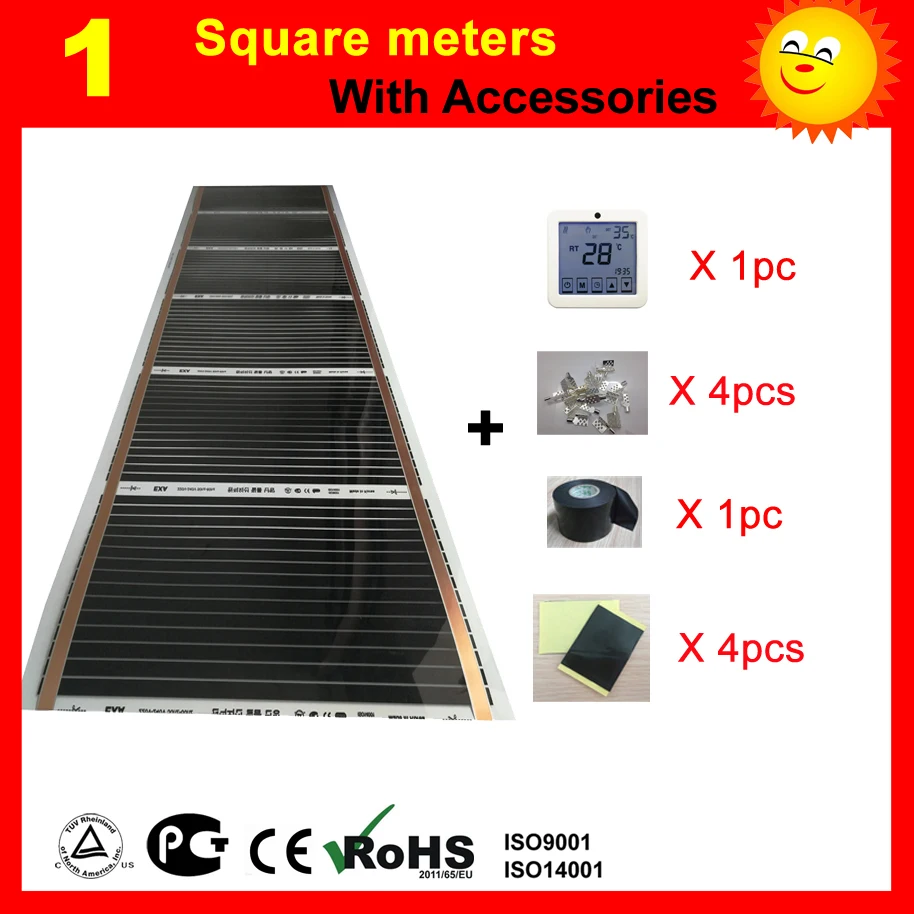  1 Square meter far Infrared under floor Heating film AC220V floor heating film with thermostat and  - 32846936543