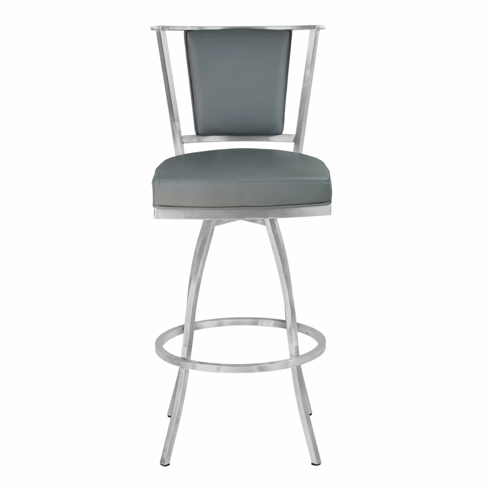 Armen Living Delhi 26 Counter Height Metal Barstool in Gray Pu (1)