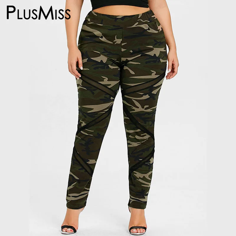 PlusMiss Plus Size XXXL XXL Sexy Lace Mesh Camouflage Leggings Workout