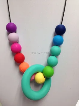 

BPA free silicone Teething Necklace for Mommy Necklace wholesale silicon nursing necklace with dount pendant