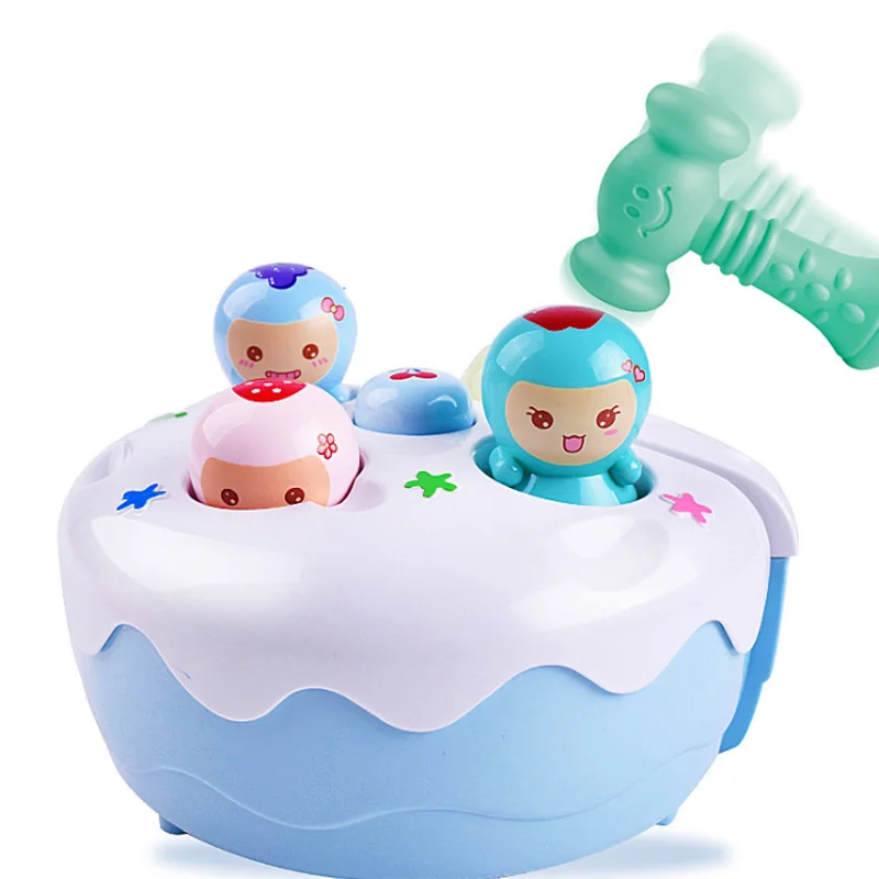 Портативная игровая машина для хомяка, игрушка для детей, звуковой светильник, фруктовый торт, музыкальная игра, развивающая игрушка для раннего возраста - Цвет: blue pink Random