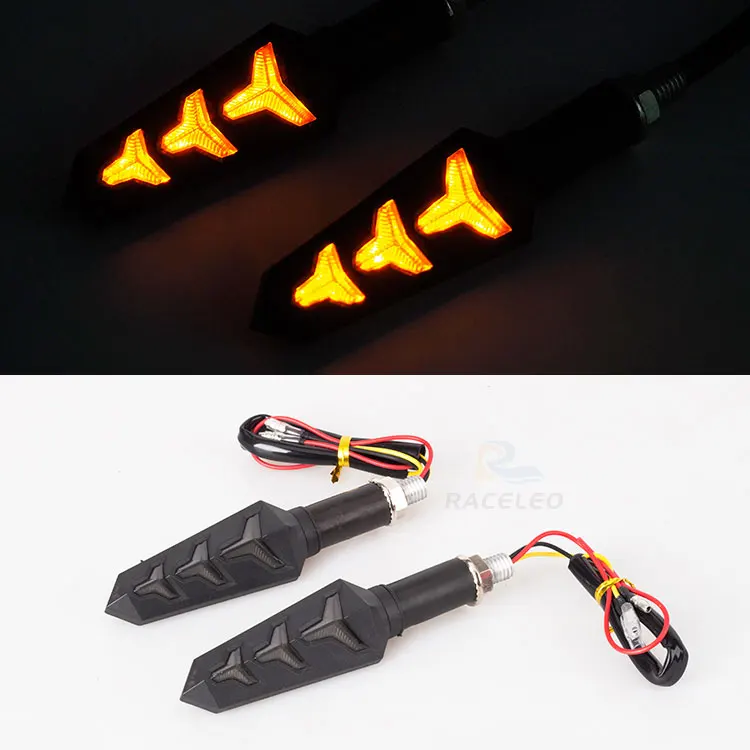 

12V 2X Universal Fishbone Shape Flowing Motorcycle Turn Signal Light Led Indicators Blinker Flexible Bendable Flicker Amber Lamp