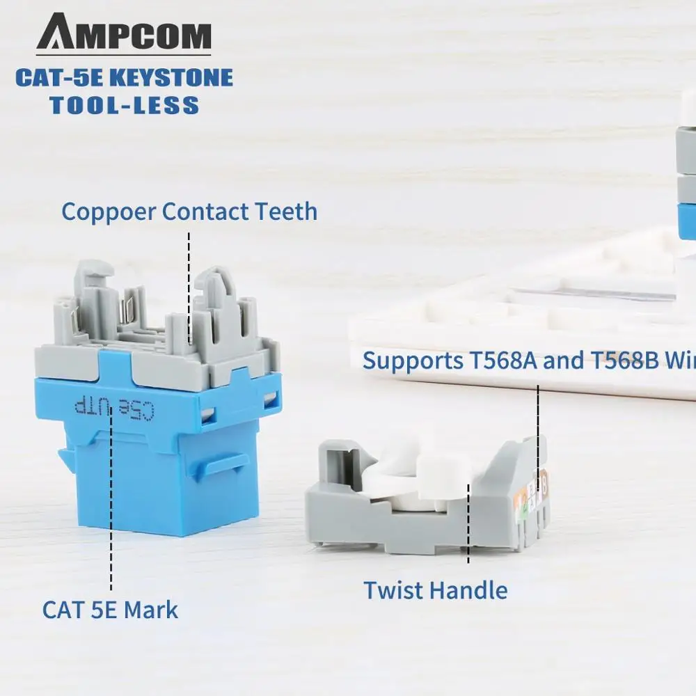 AMPCOM 10 шт. CAT5e инструмент без разъема для ключей, RJ45, самоблокирующийся Cat5e модуль для ключей, адаптер без дырокол, инструменты, требуемые соед... AMPCOM 10 шт. CAT5e инструмент без разъема для ключей, RJ45, самоблокирующийся Cat5e модуль для ключей, адаптер без дырокол, инструменты, требуемые соед...