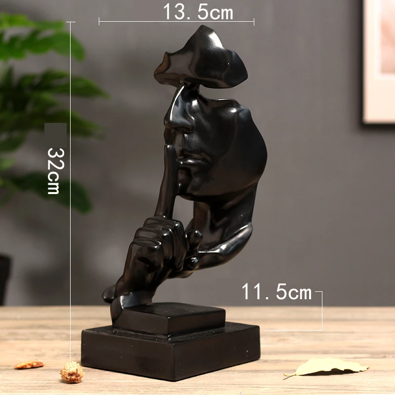 Beste VILEAD 32cm Hars Stilte is Gouden Masker Standbeeld Abstracte Ornamenten Beeldjes Masker Sculptuur Craft voor Office Vintage Home Decor
