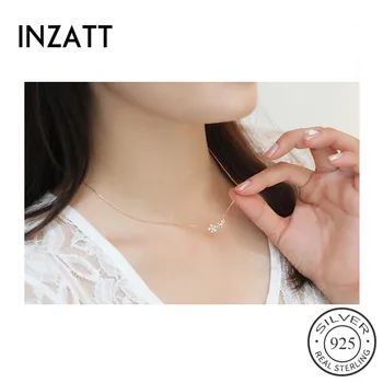 

INZATT Real 925 Sterling Silver Boho Zircon Flower Pendant Necklace Elegant Fine Jewelry For Women Cute Engagement Accessories