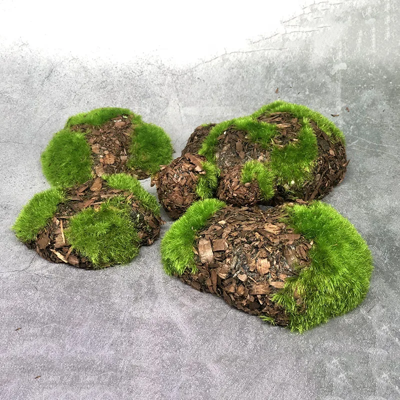 6 шт./пакет древесной щепы зеленый пены поддельные камень DIY искусственные камни покрытые мхом трава растение для домашнего сада Декорации для ландшафтного дизайна