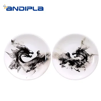 

8/10 Inch Chinese Style Hanging Wall Plate Classical Ink Pattern Ceramic Porcelain Vintage Crafts Living Room Lucky Decoration