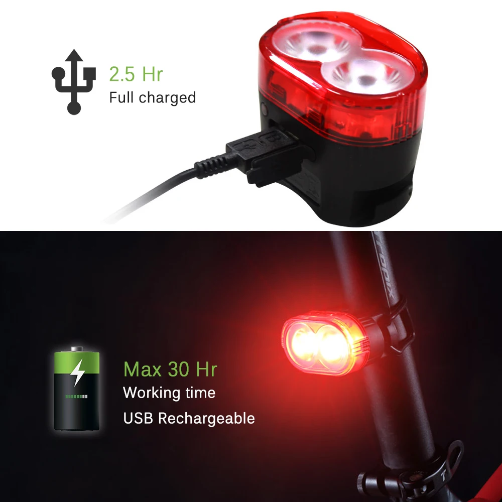 Excellent GACIRON  Bike Light Sense Bike Tail Light Smart LED Warning Rechargeable Bike Taillight Seat Post Lamp Vibration Sense 60LM 7