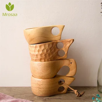 

New Chinese Portable Wood Coffee Mug Rubber Wooden Tea Milk Cups Water Drinking Mugs Drinkware Handmade Juice Lemon Teacup Gift