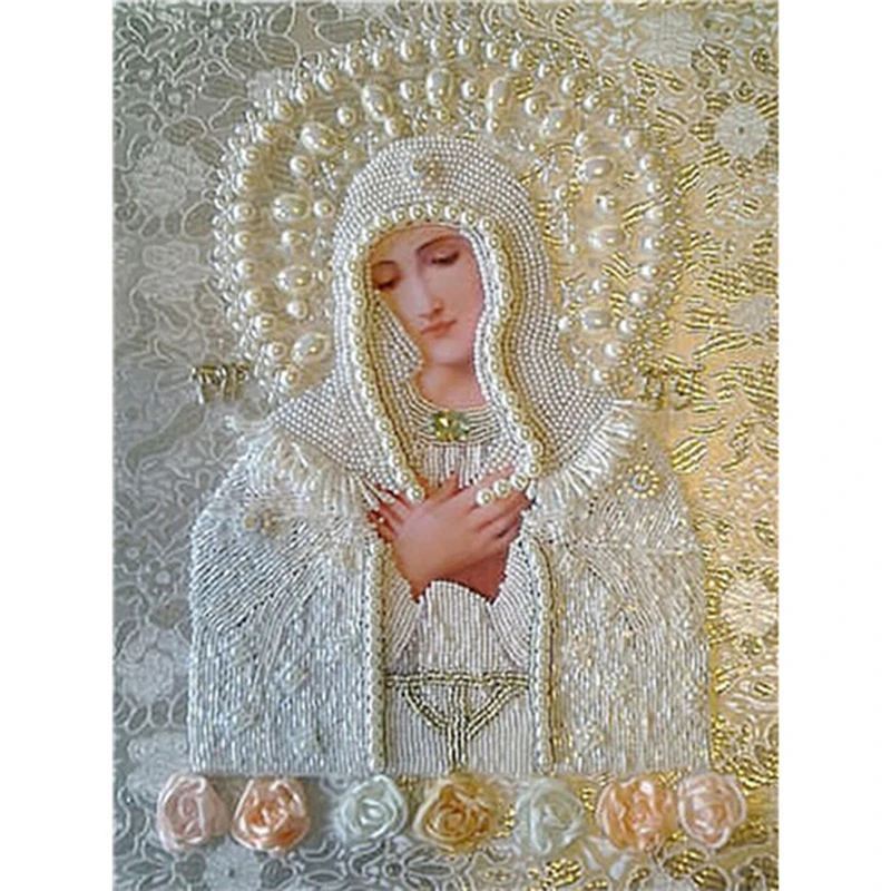 DIY 5D diamond painting Religions White Virgin Mary prayer icon diamond