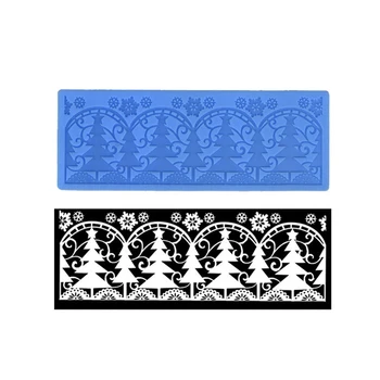 

2019 NEW Baking Silicone Christmas Tree Lace Mats Pad Mold For Fondant Chocolate DIY Cake Decorating Tools Sugarcraft