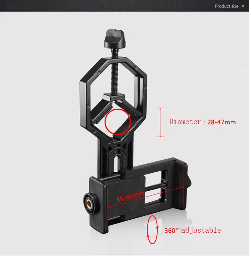 سبائك الألومنيوم الهاتف تلسكوب محول جبل مجهر ثنائي العينين سبوتينغ نطاق كليب قوس للجوال حامل هاتف مشاهدة سبائك الألومنيوم الهاتف تلسكوب محول جبل مجهر ثنائي العينين سبوتينغ نطاق كليب قوس للجوال حامل هاتف مشاهدة