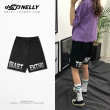 NELLY летние английские буквы шорты мужские повседневные дикие Модные Молодежные уличные шорты оверсайз высокого качества уличная одежда