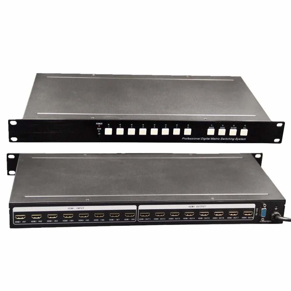DHL Высокое качество 8 в 8 выход HDMI матрица 8x8 RS232 и ИК дистанционное управление, разъем HDMI коммутатор Ultra 4 K x 2 K Full HD 1080 P 3D
