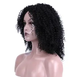 Энджи черный цвет косплэй высокое температура Синтетические волосы парик 18 дюймов странный кудрявый парик