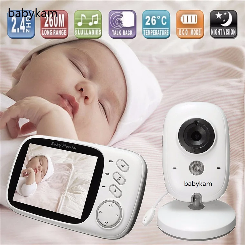 Допплер фетальный детский монитор с камерой 3,2 дюймов ЖК ИК ночного видения Домофон колыбельные температура монитор Звук детский монитор