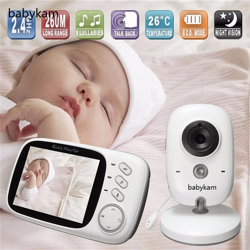 

Doppler Fetal baby monitor with camera 3.2 inch LCD IR Night vision Intercom Lullabies Temperature monitor sound baby monitor