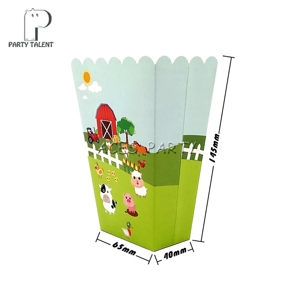 

8pcs/lot Popcorn Box for Kids Children Farm Animals Theme Birthday Party Baby Shower Party Decoration Party Supplies